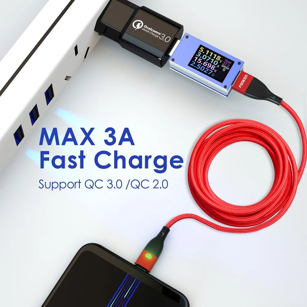 FONKEN Magnetic Cable Type C Magnetic Charge Cable Micro USB Magnet Charger