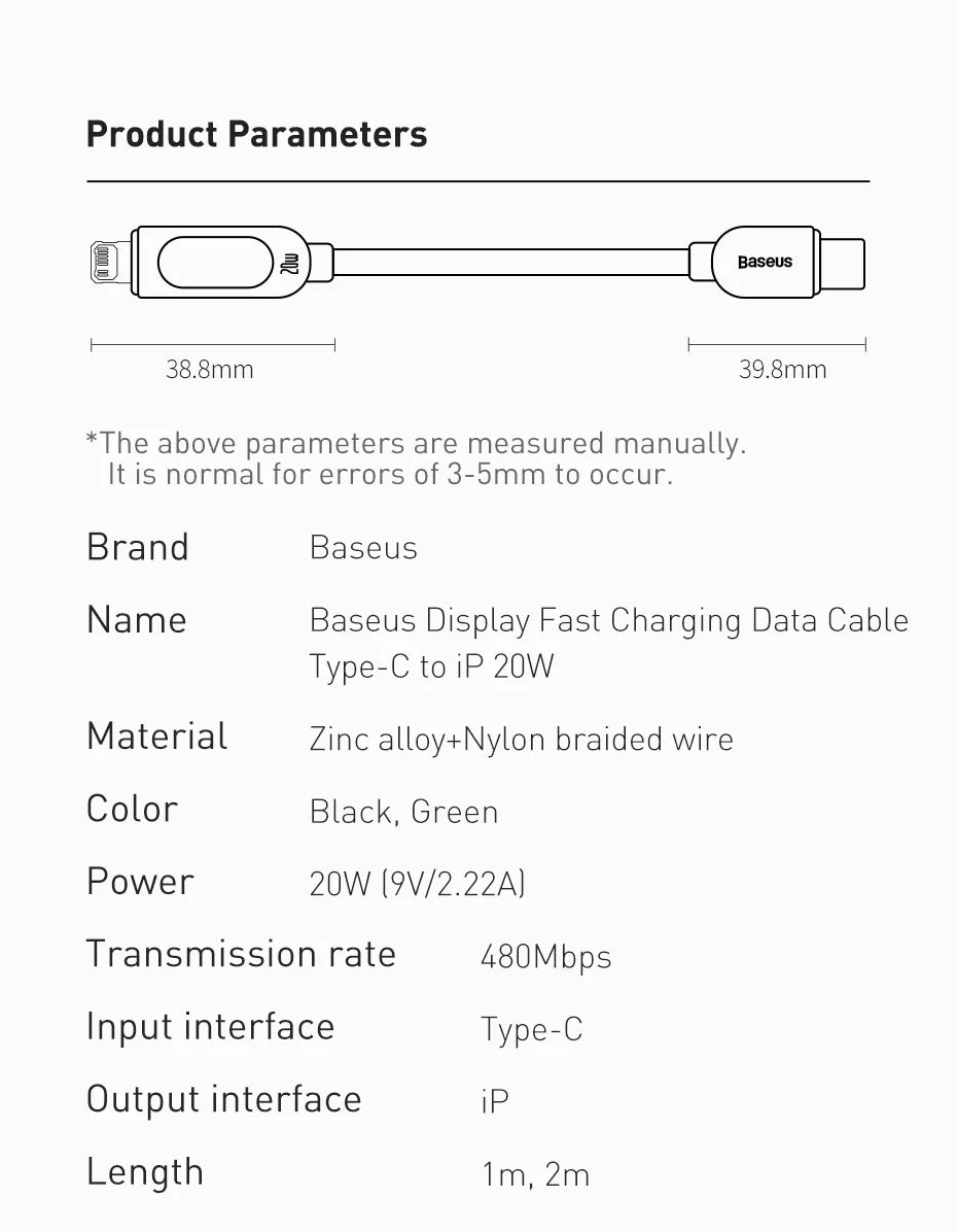 Baseus 20W PD USB C Cable Fast Charging Cable for iPhone 14 13 12