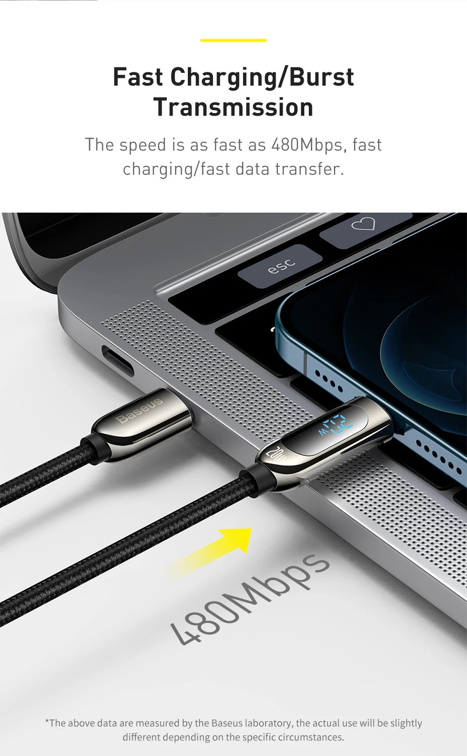 Baseus 20W PD USB C Cable Fast Charging Cable for iPhone 14 13 12