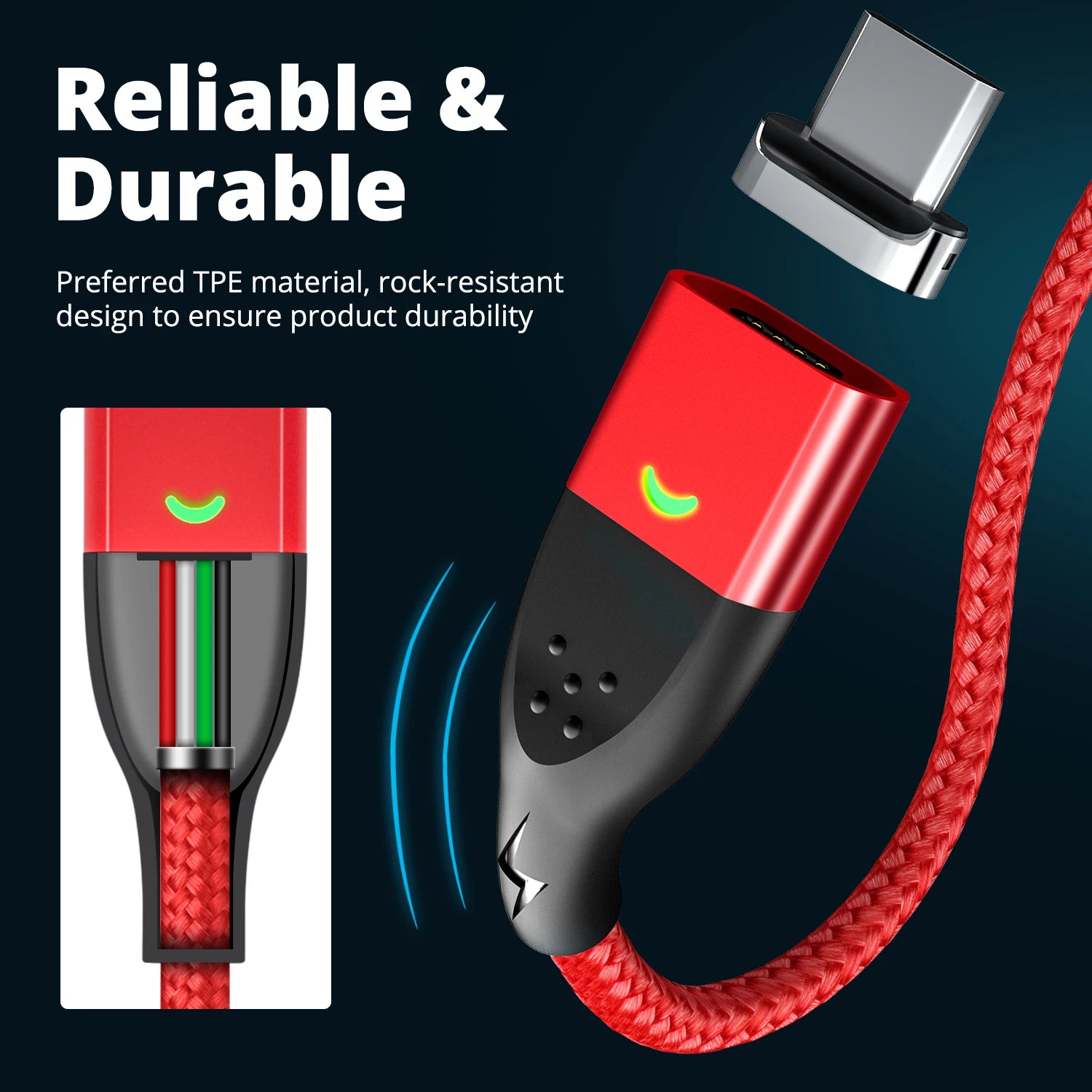 FONKEN Magnetic Cable Type C Magnetic Charge Cable Micro USB Magnet Charger