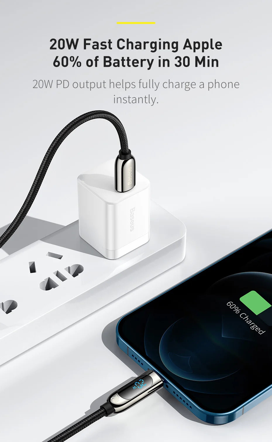 Baseus 20W PD USB C Cable Fast Charging Cable for iPhone 14 13 12