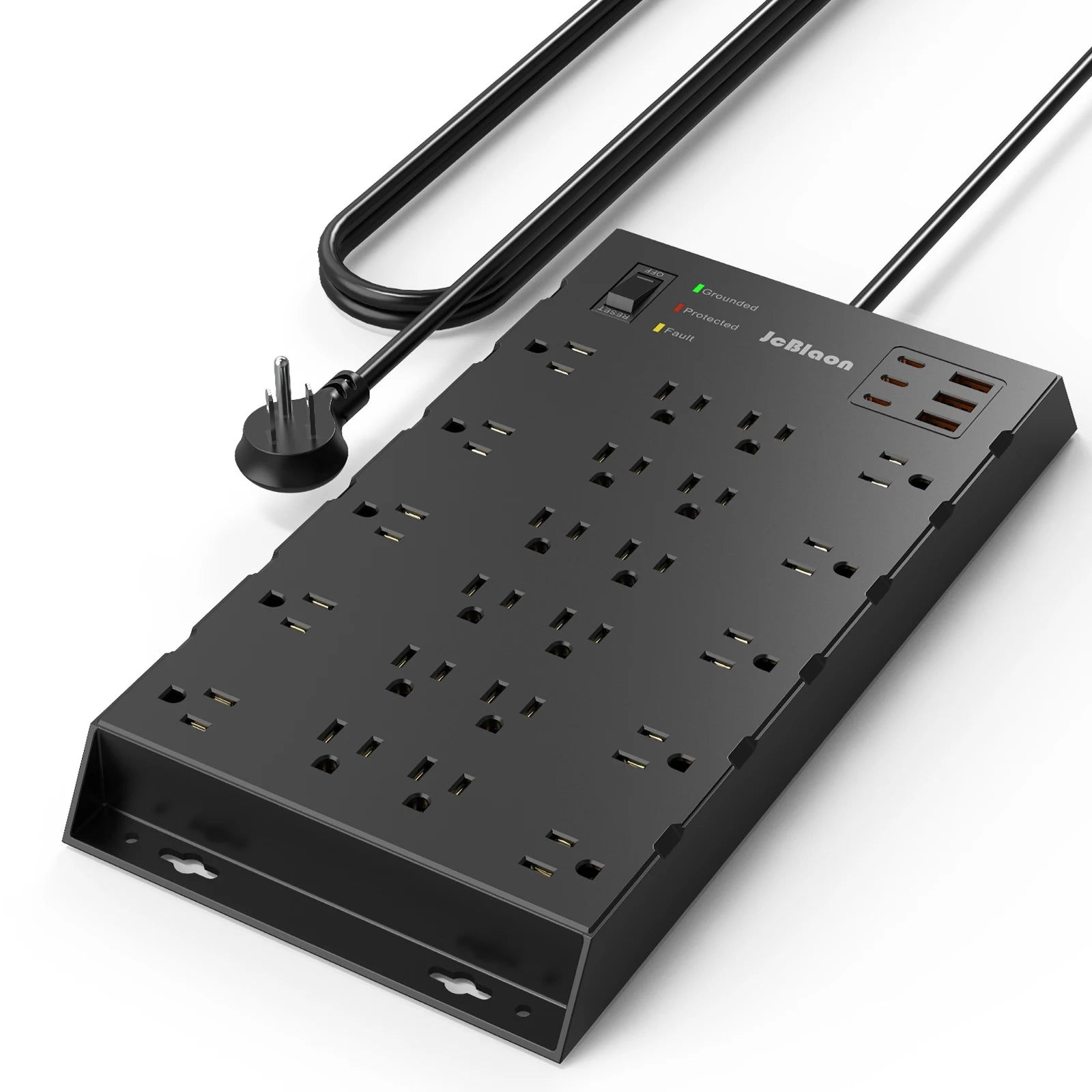 US Plug Power Strip with 22 AC Outlets Extender 6 USB Ports, 6.56ft/2M