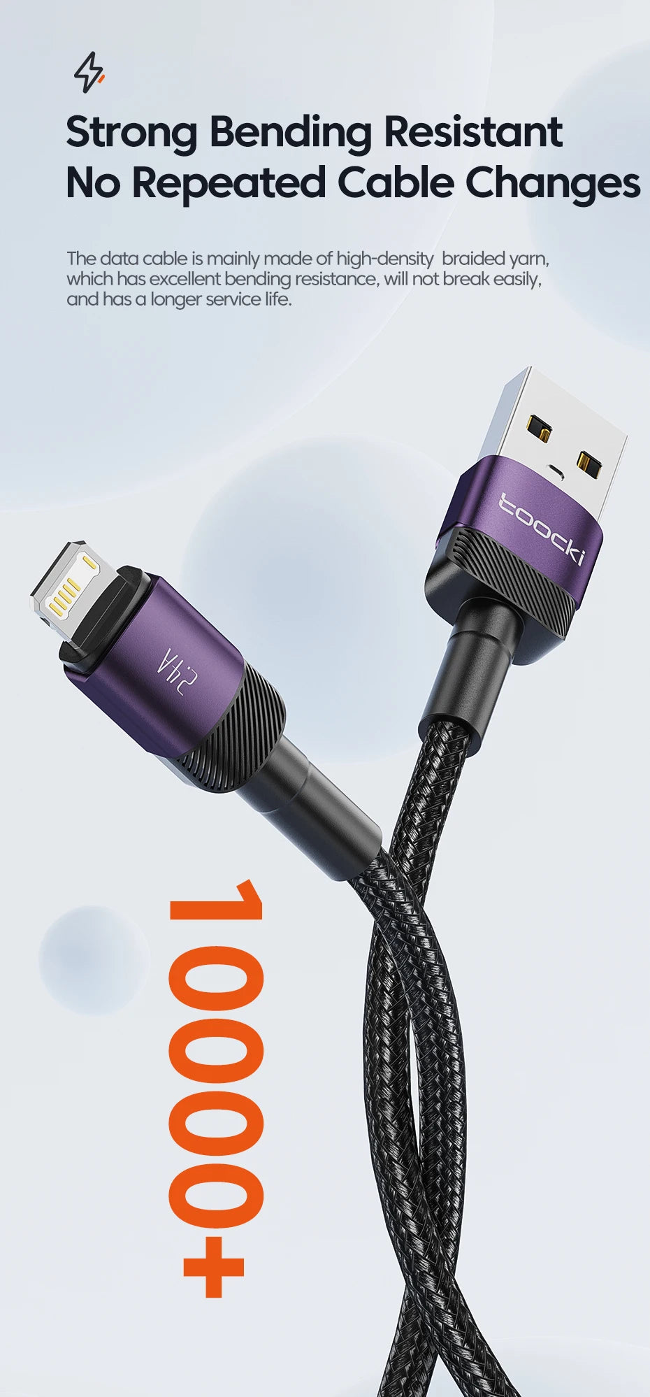 Toocki USB Cable For iPhone 14 13 12 Pro Max X XS XR 8 7 Plus iPad Fast Charging