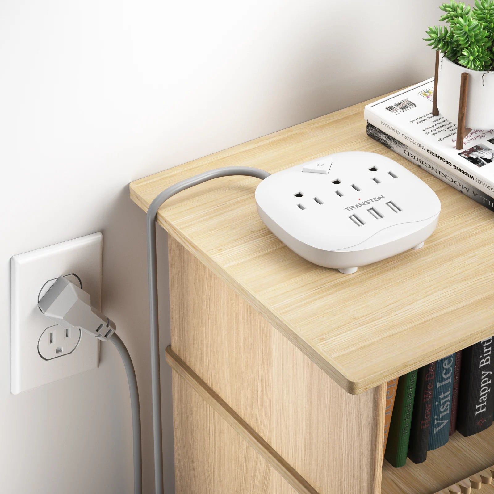 TRANSTON power strip with switch, 3power strip, 3 USB Ports, 3.3ft Extension