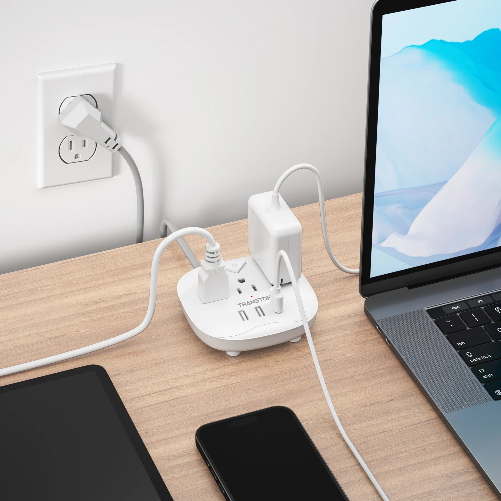 TRANSTON power strip with switch, 3power strip, 3 USB Ports, 3.3ft Extension