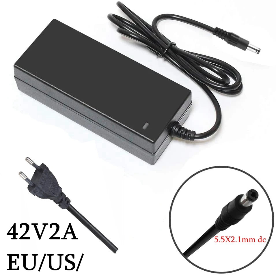 DC 42V 2A Smart Charger DC 5.5X2.1mm For Lithium Battery 36V 10AH 12AH 14AH With EU US Plug 110V 220V