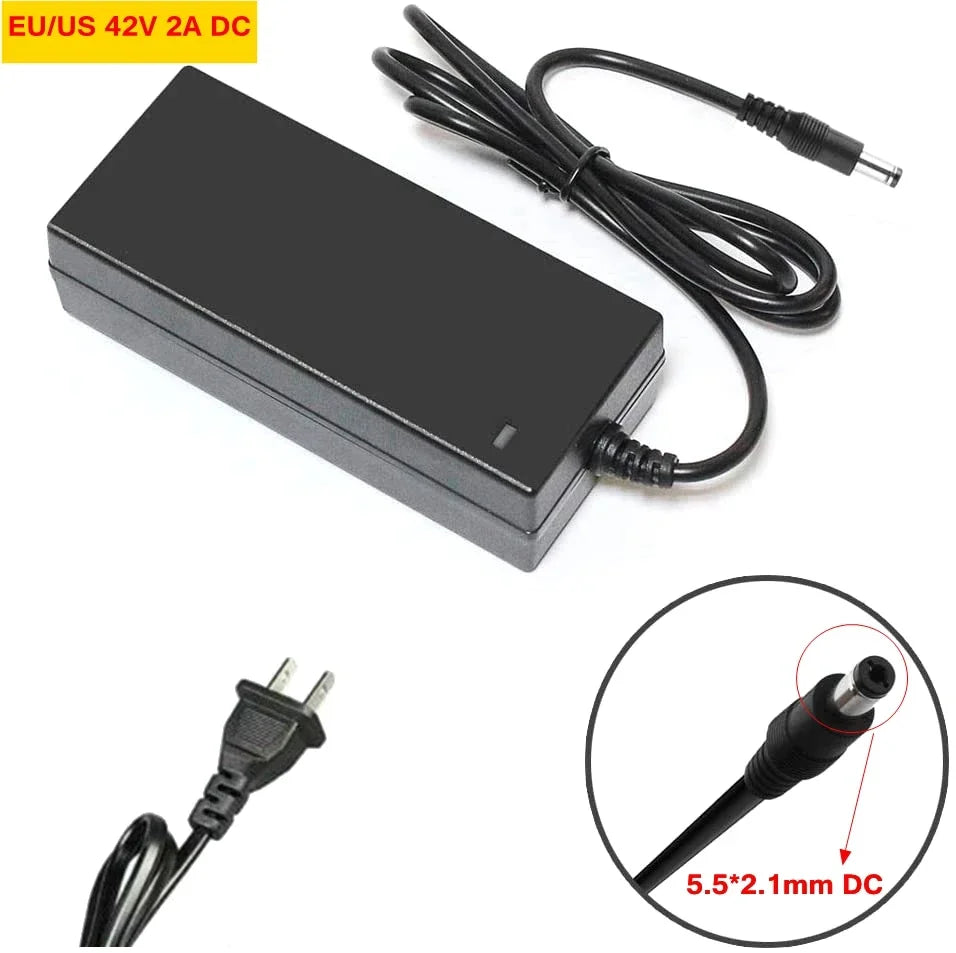 DC 42V 2A Smart Charger DC 5.5X2.1mm For Lithium Battery 36V 10AH 12AH 14AH With EU US Plug 110V 220V