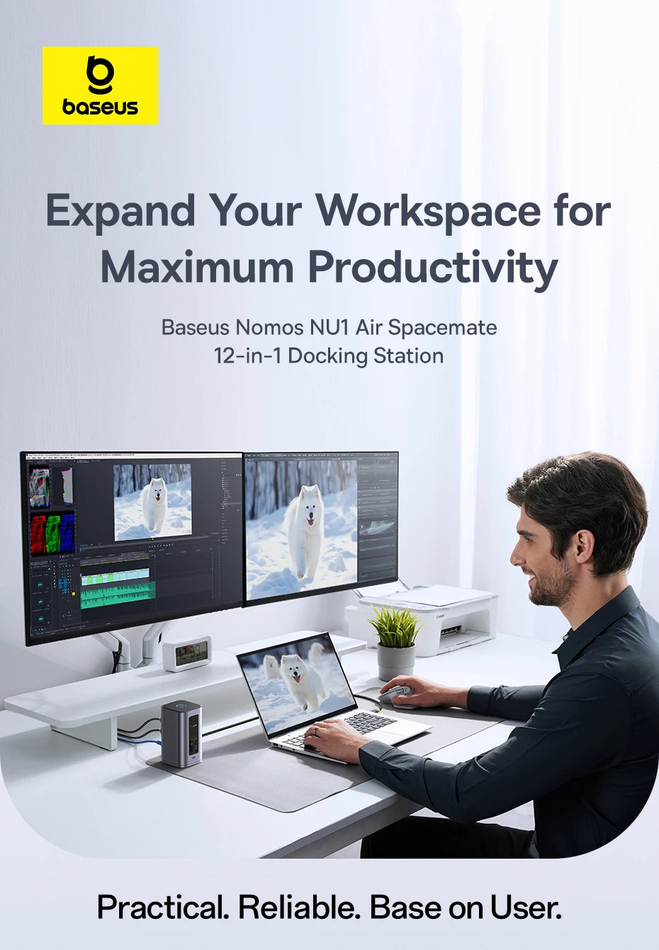 Baseus 12-in-1 USB C HUB to HDMI 4K@60Hz Dual Display USB 3.2 Adapter