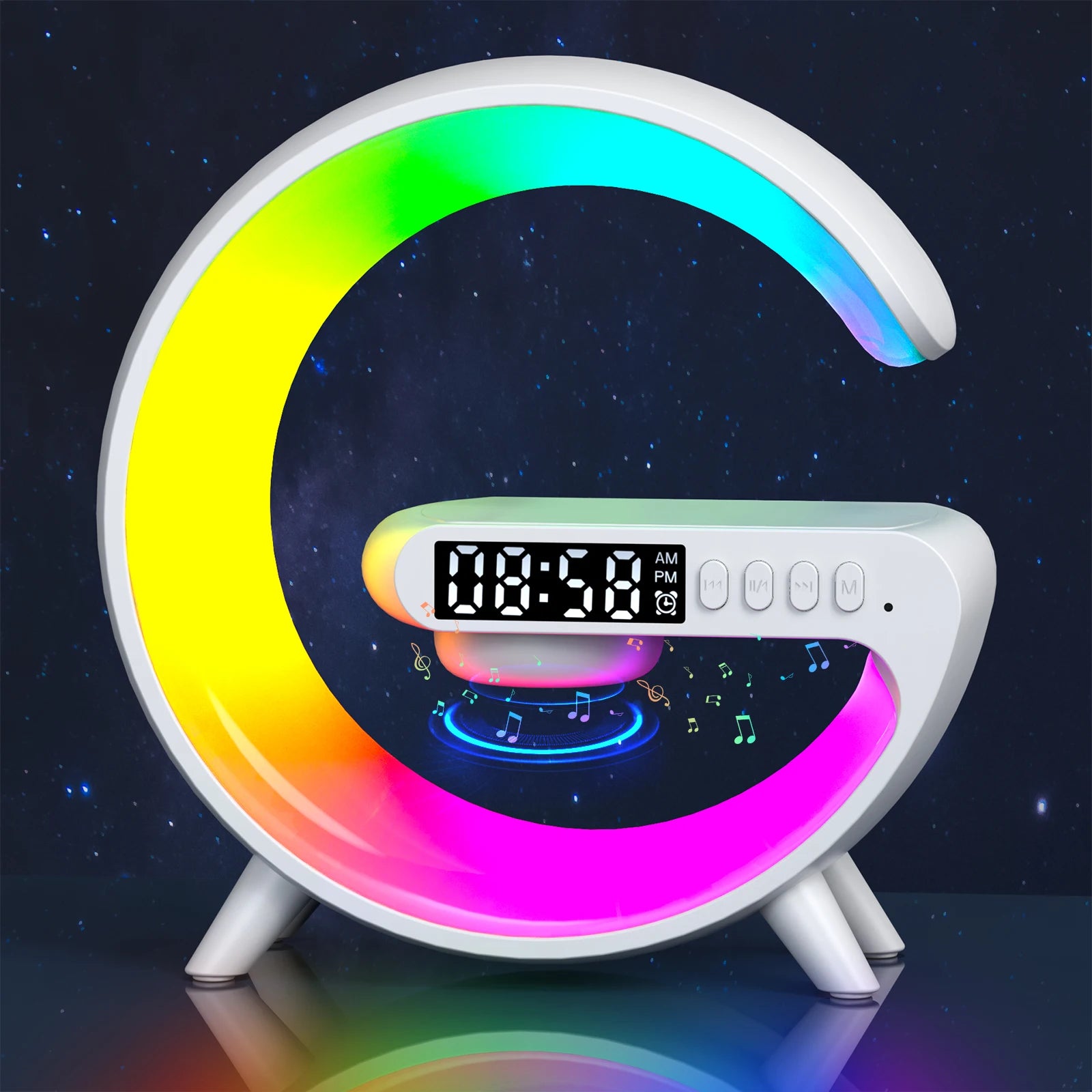 Multifunction Wireless Charger Pad Stand Speaker TF RGB Night Light 15W Fast