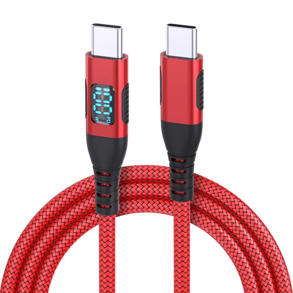 Ultra Fast Charging USB C to Type C Cable 100W 20V5A with LED Dynamic Display