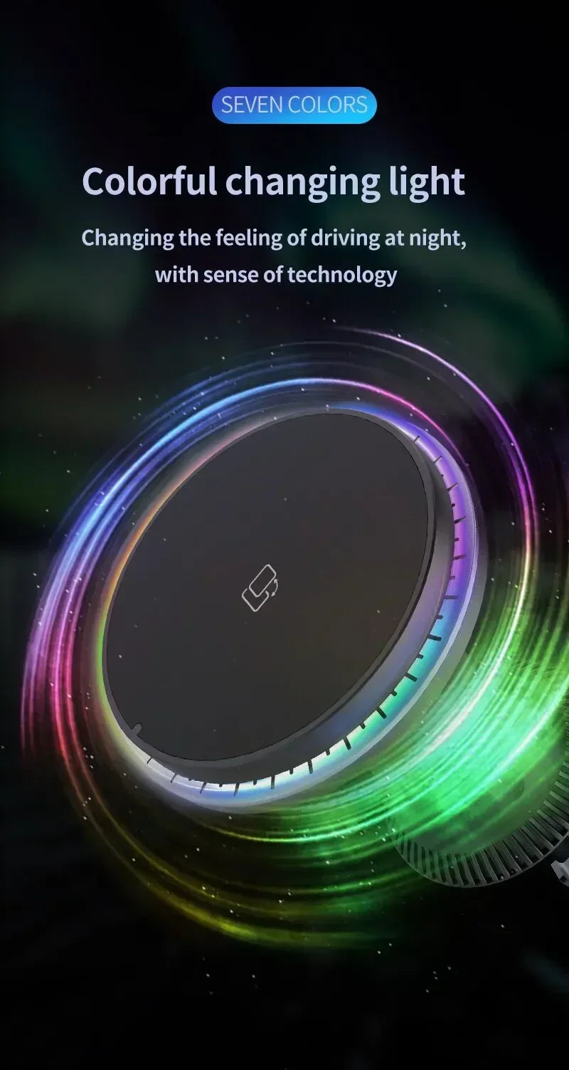 30W Magnetic Car Wireless Chargers RGB LED Light For iPhone 12 13 14 15 Pro Max