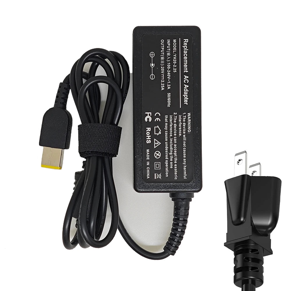Laptop Charger 45W 20V 2.25A Slim Tip AC Adapter ADLX45NCC3A for Lenovo ThinkPad X230s X240 X240S X250 X260 X270 T440 T440S