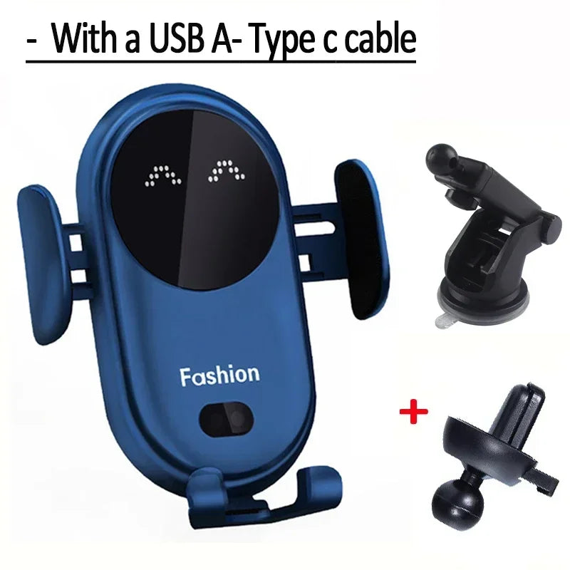 Infrared Induction Car Wireless Charger Stand Car Air Vent Clamp for iPhone 16~12 Pro Max Samsung Galaxy S25/S24 Fast Charging
