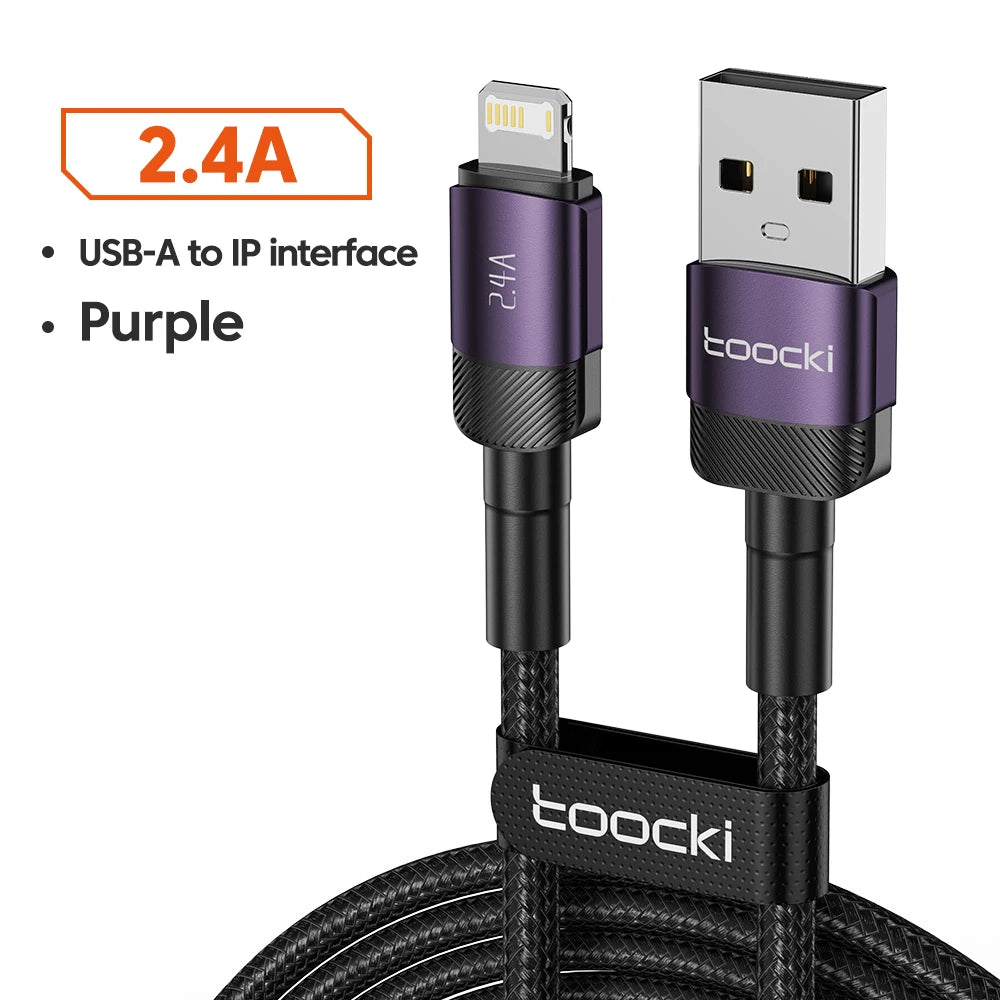 Toocki USB Cable For iPhone 14 13 12 Pro Max X XS XR 8 7 Plus iPad Fast Charging