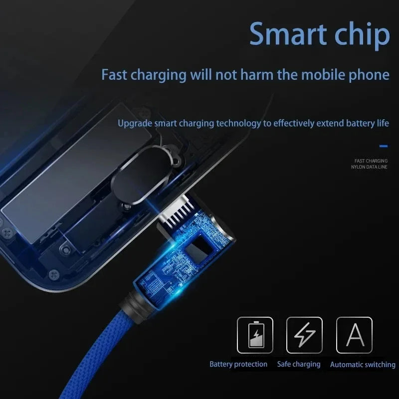90 Degrees Elbow Line Fast Charging Type C Quick Charge USB C Cable for Gamer