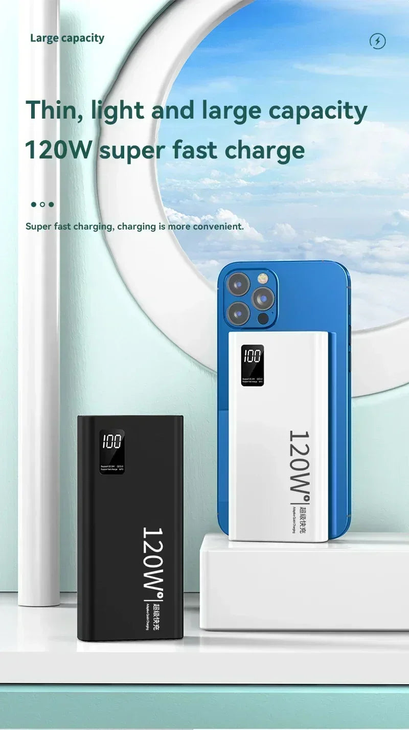 120W High Capacity Power Bank 500000mAh Fast Charger Portable Battery