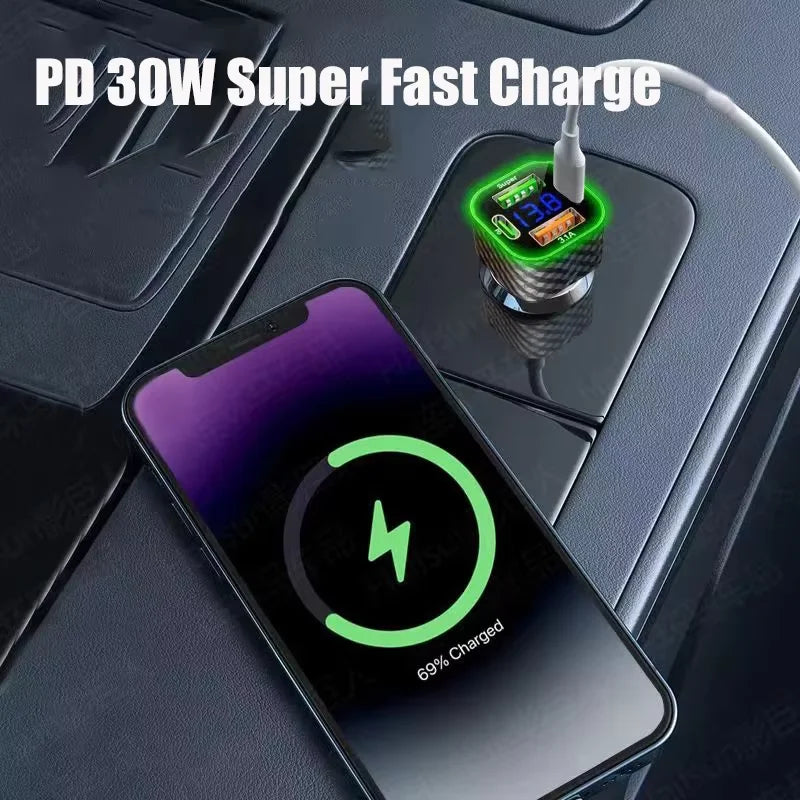 Xiaomi USB C Car Phone Charger Dual PD 4 in 1 with Voltage Display Super Fast