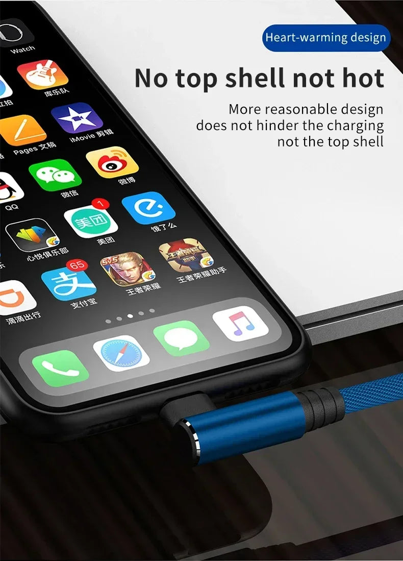 90 Degrees Elbow Line Fast Charging Type C Quick Charge USB C Cable for Gamer