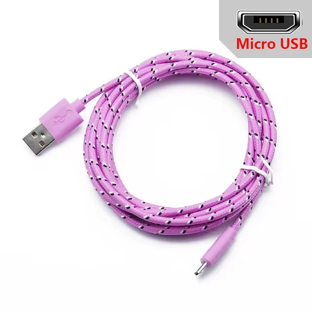 2.4A Micro USB Cable 0.5m/1m/2m/3m Data Sync USB Charge Cable For Samsung