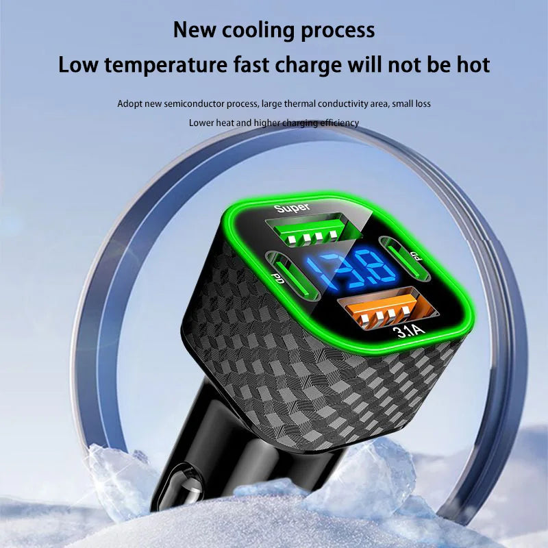 Xiaomi USB C Car Phone Charger Dual PD 4 in 1 with Voltage Display Super Fast