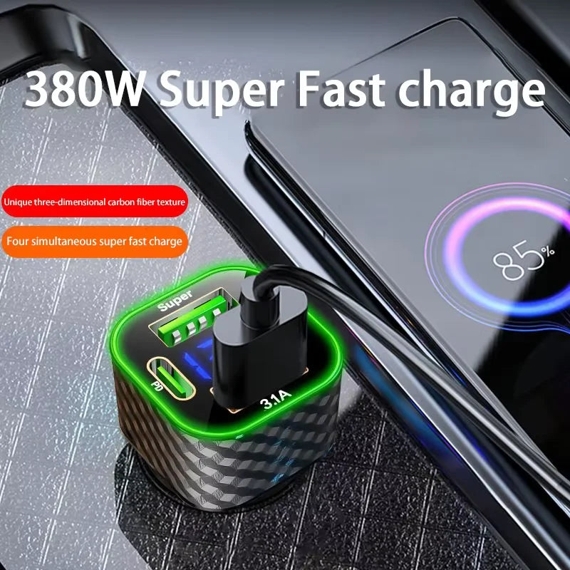 Xiaomi USB C Car Phone Charger Dual PD 4 in 1 with Voltage Display Super Fast