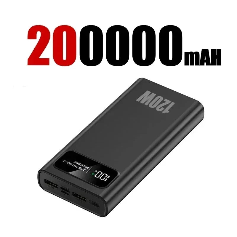 200000mAh 120W Power Bank Fast Charging Portable Ultralarge Capacity