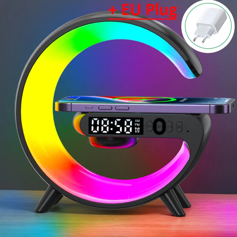 Multifunction Wireless Charger Pad Stand Speaker TF RGB Night Light 15W Fast