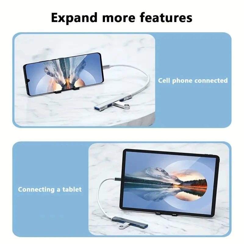 USB HUB 3.0  Extender 4 Port Splitter Adapter OTG Docking Station For Phone