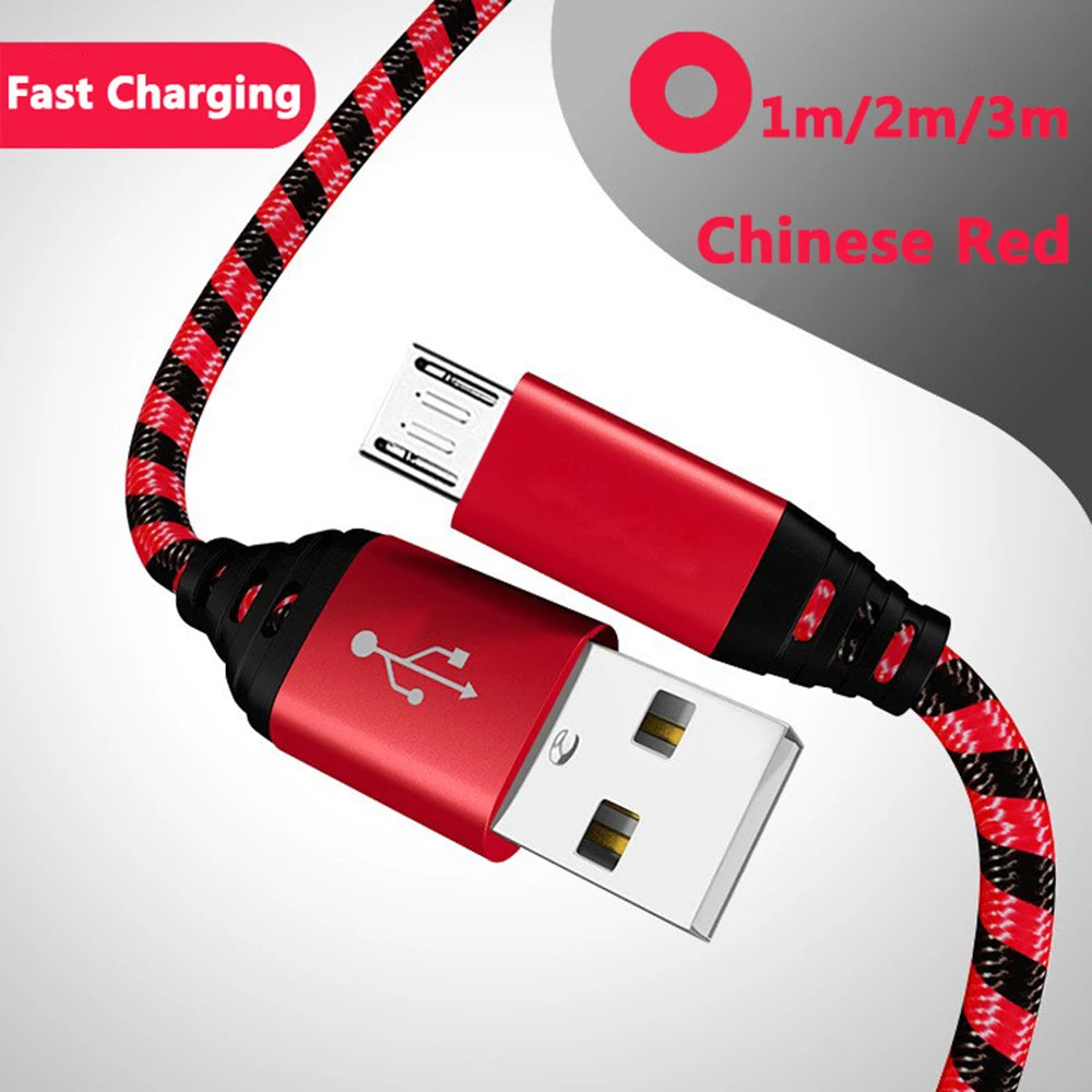 Nylon Braided Wire Charger Cable Micro USB Cable Date Sync 2A Fast Charging