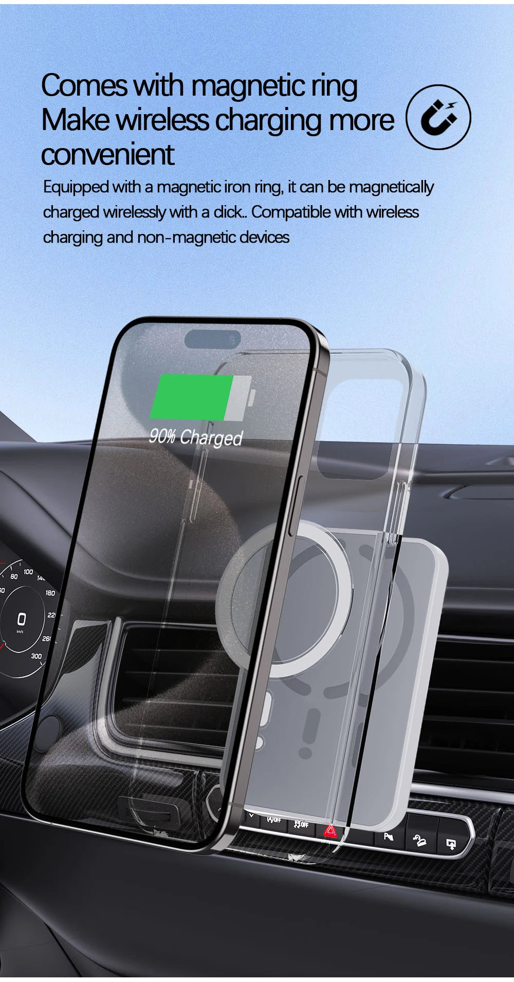 15W Magnetic Car Wireless Charger For Magsafe iPhone 12 13 14 15 16 Pro Max
