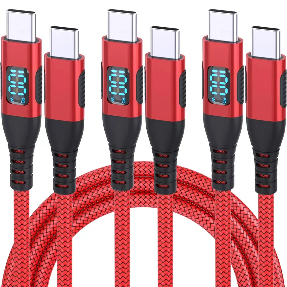 Ultra Fast Charging USB C to Type C Cable 100W 20V5A with LED Dynamic Display