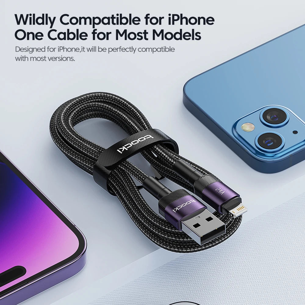 Toocki USB Cable For iPhone 14 13 12 Pro Max X XS XR 8 7 Plus iPad Fast Charging