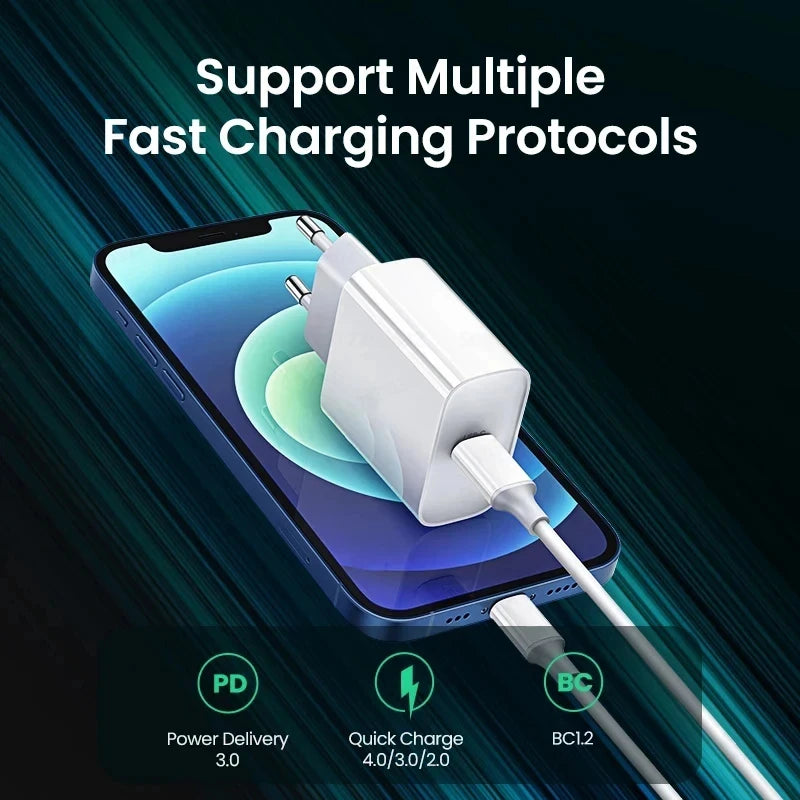 US EU Adapter 20W PD Fast Charger For iPhone 13 12 11 14 15 16 Pro Max Plus