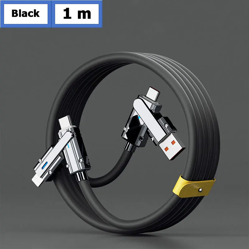 2-to-2 Data Cable 100w Super Fast Charging Cables Zinc Alloy PD 4-in-1 Multi