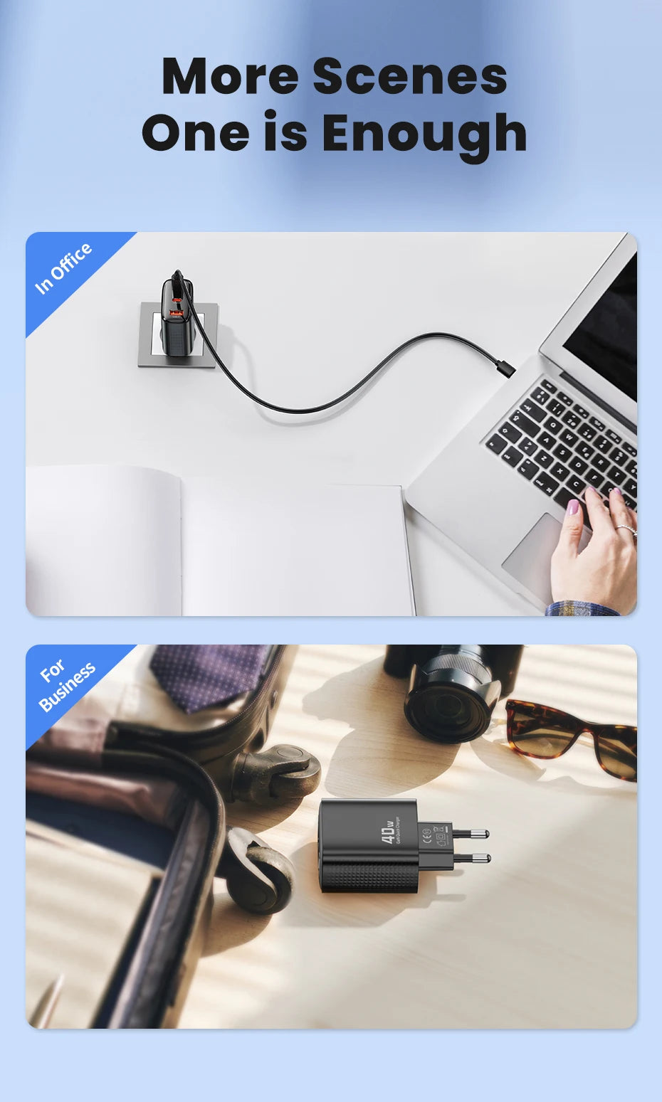 Toocki 40W GaN USB Charger Type C QC 4.0 Quick Charge Dual Type C Fast Phone Charger For iPhone 15 14 13 12 Pro Max Samsung S23