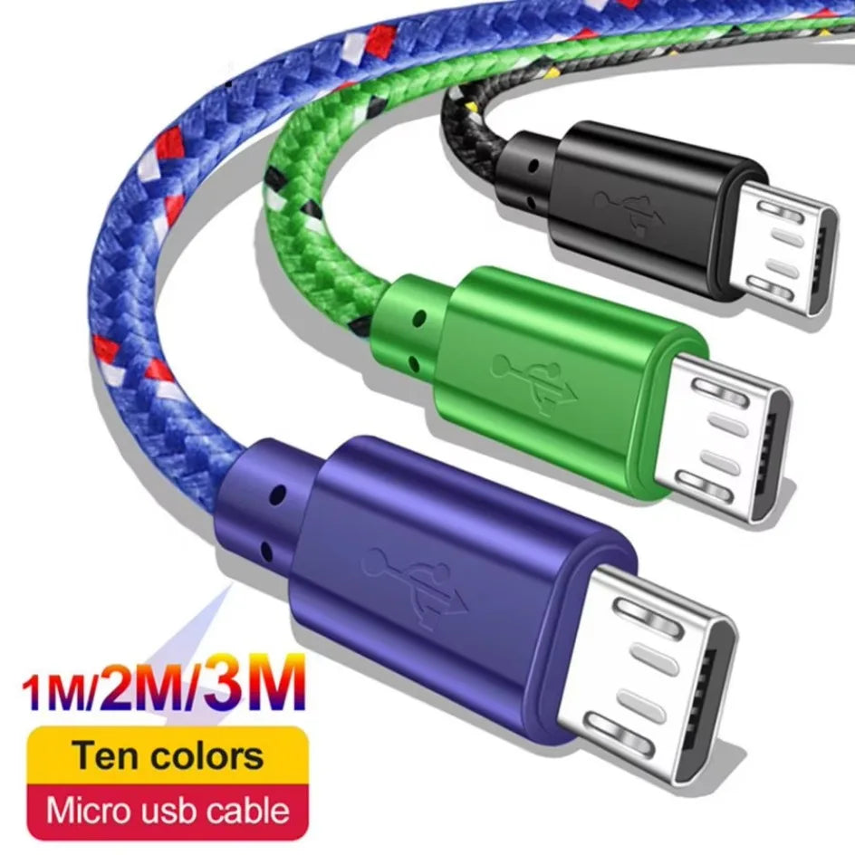 2.4A Micro USB Cable 0.5m/1m/2m/3m Data Sync USB Charge Cable For Samsung