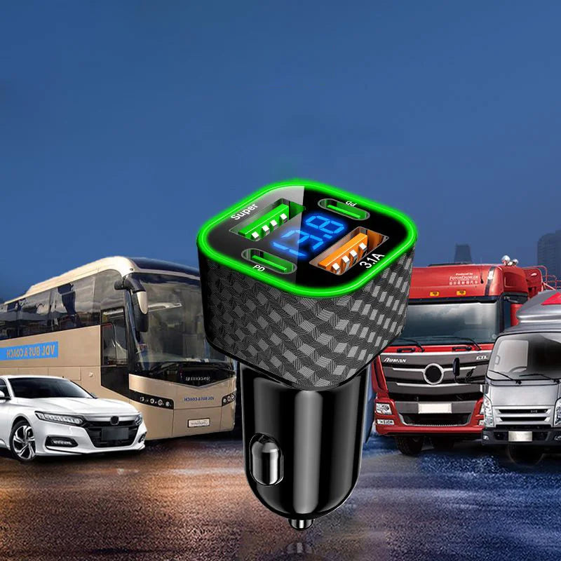 Xiaomi USB C Car Phone Charger Dual PD 4 in 1 with Voltage Display Super Fast