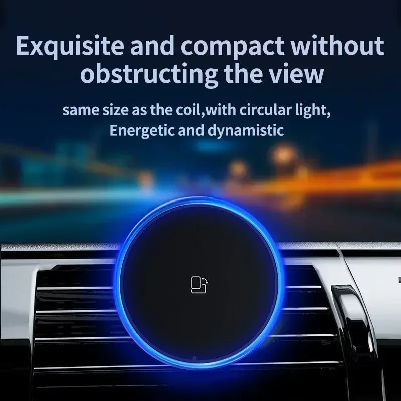 30W Magnetic Car Wireless Chargers RGB LED Light For iPhone 12 13 14 15 Pro Max