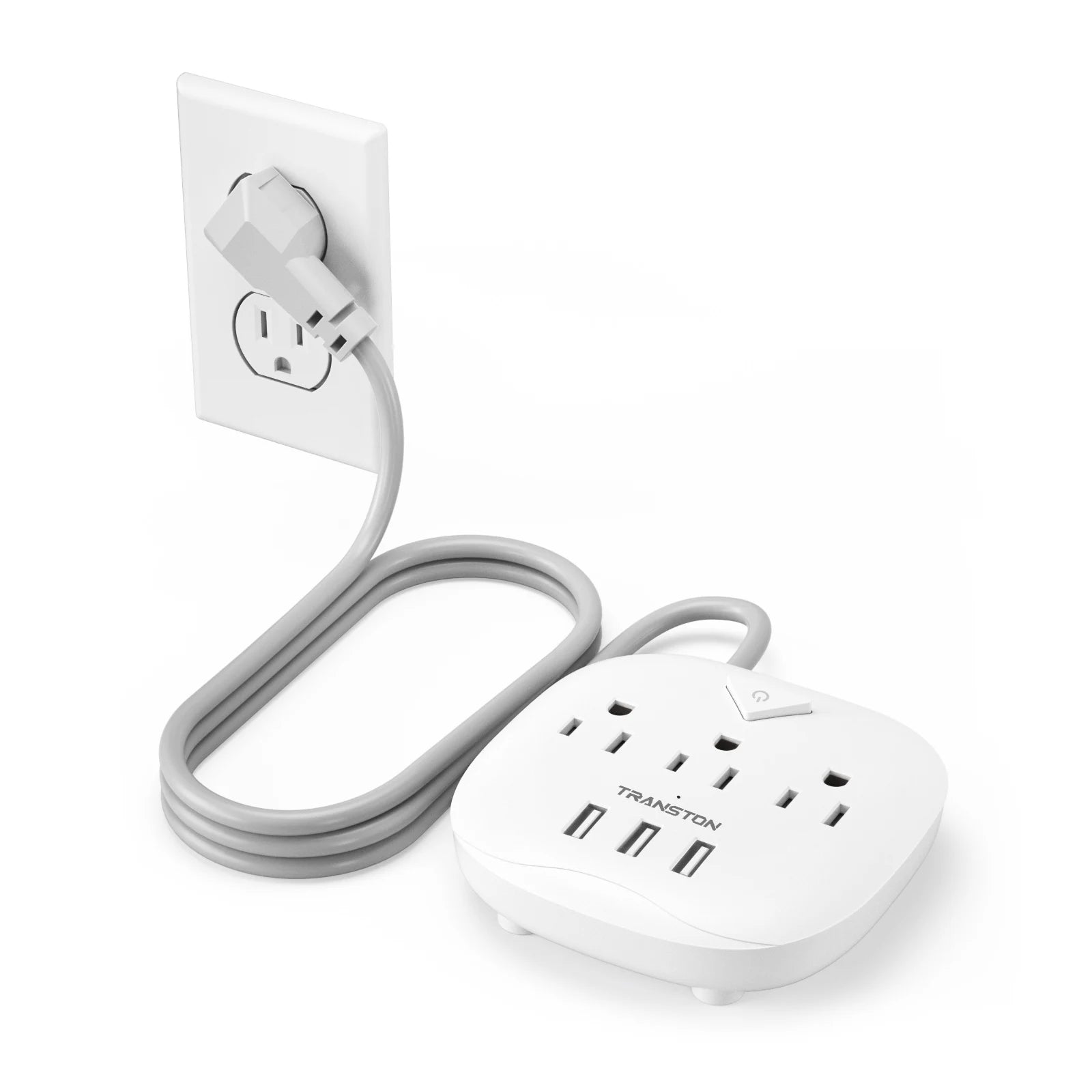TRANSTON power strip with switch, 3power strip, 3 USB Ports, 3.3ft Extension