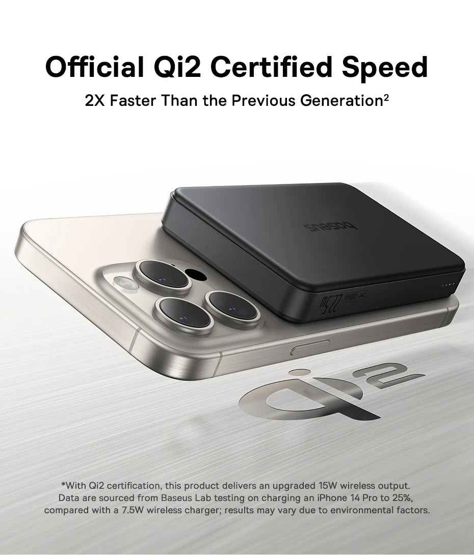 Baseus Qi2 Magnetic Power Bank 10000mah 15W Wireless Charging 22.5W