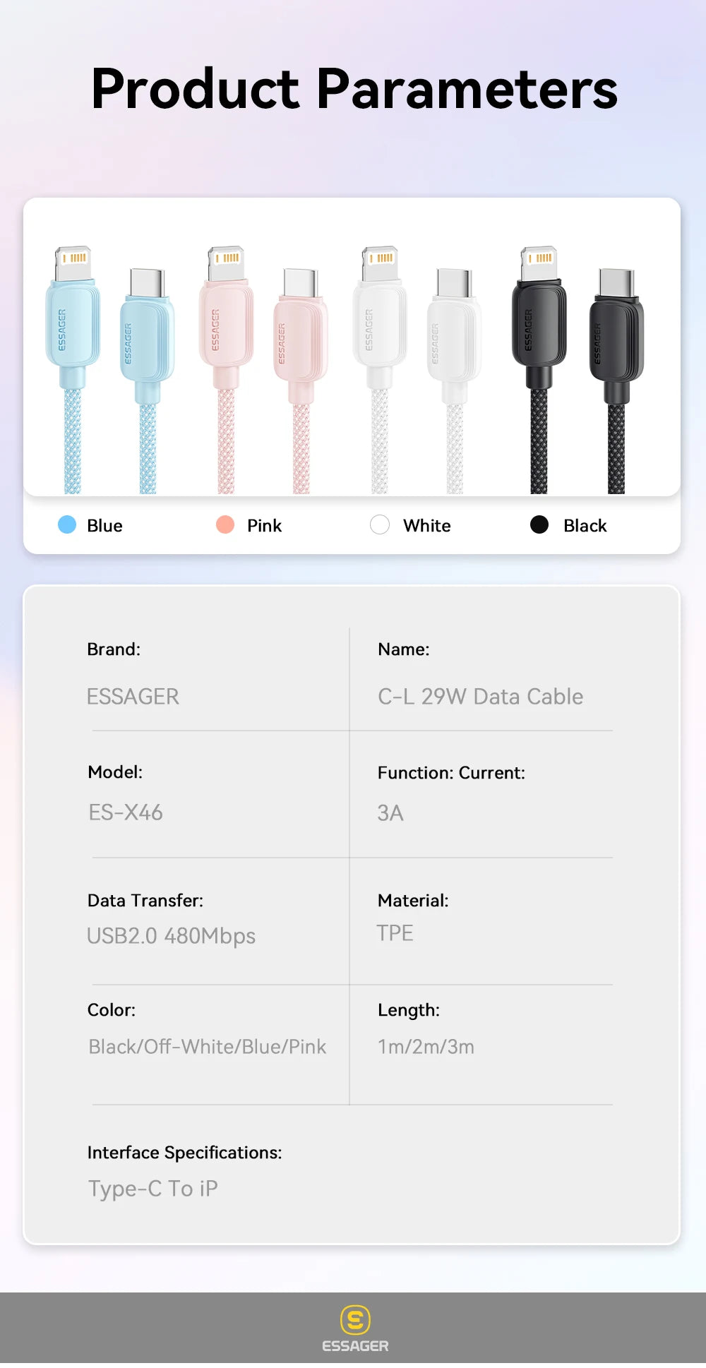 Essager USB Type C Cable For iPhone 14 13 12 11 Pro Max XS PD 20W Fast Charger