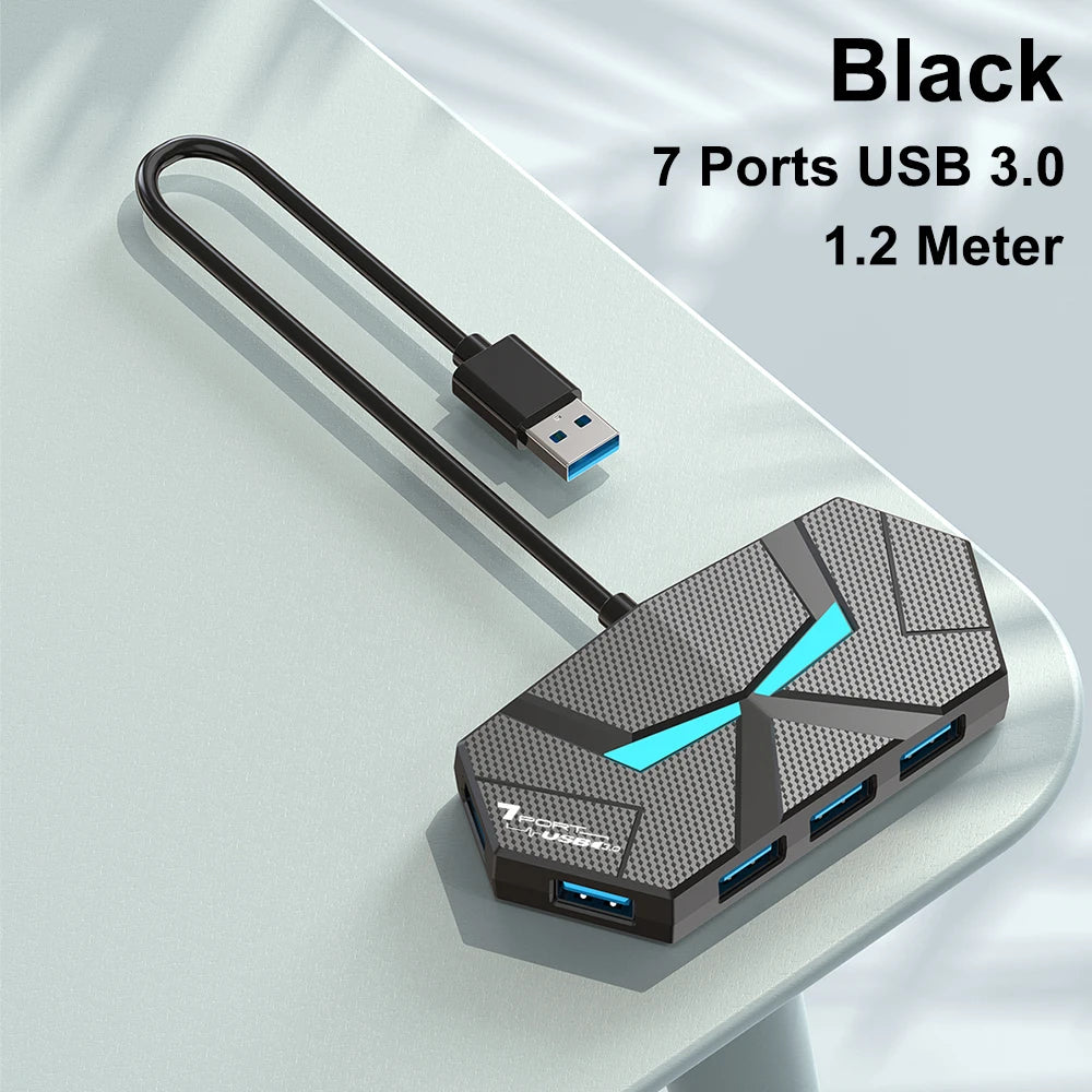 7 Ports USB 3.0 HUB USB Docking Station USB Splitter Adapter 5Gbps High Speed