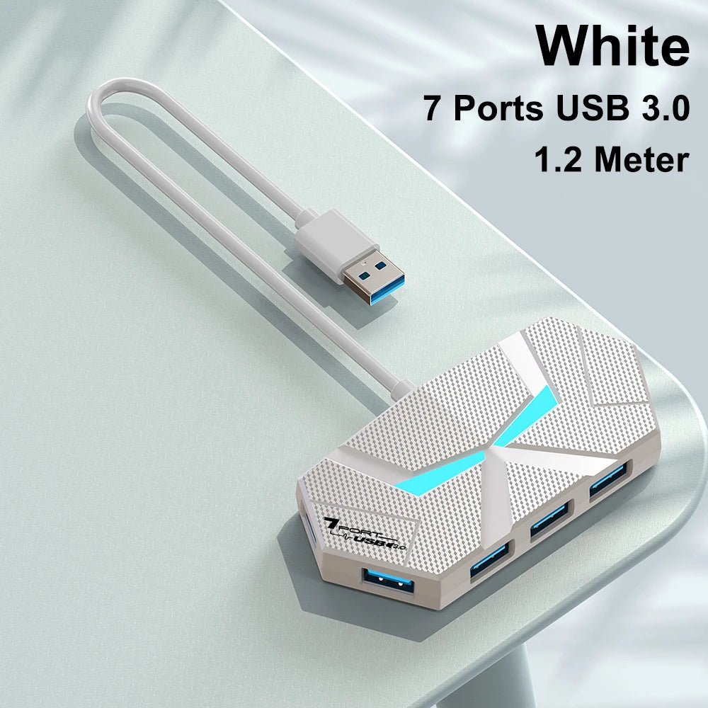 7 Ports USB 3.0 HUB USB Docking Station USB Splitter Adapter 5Gbps High Speed