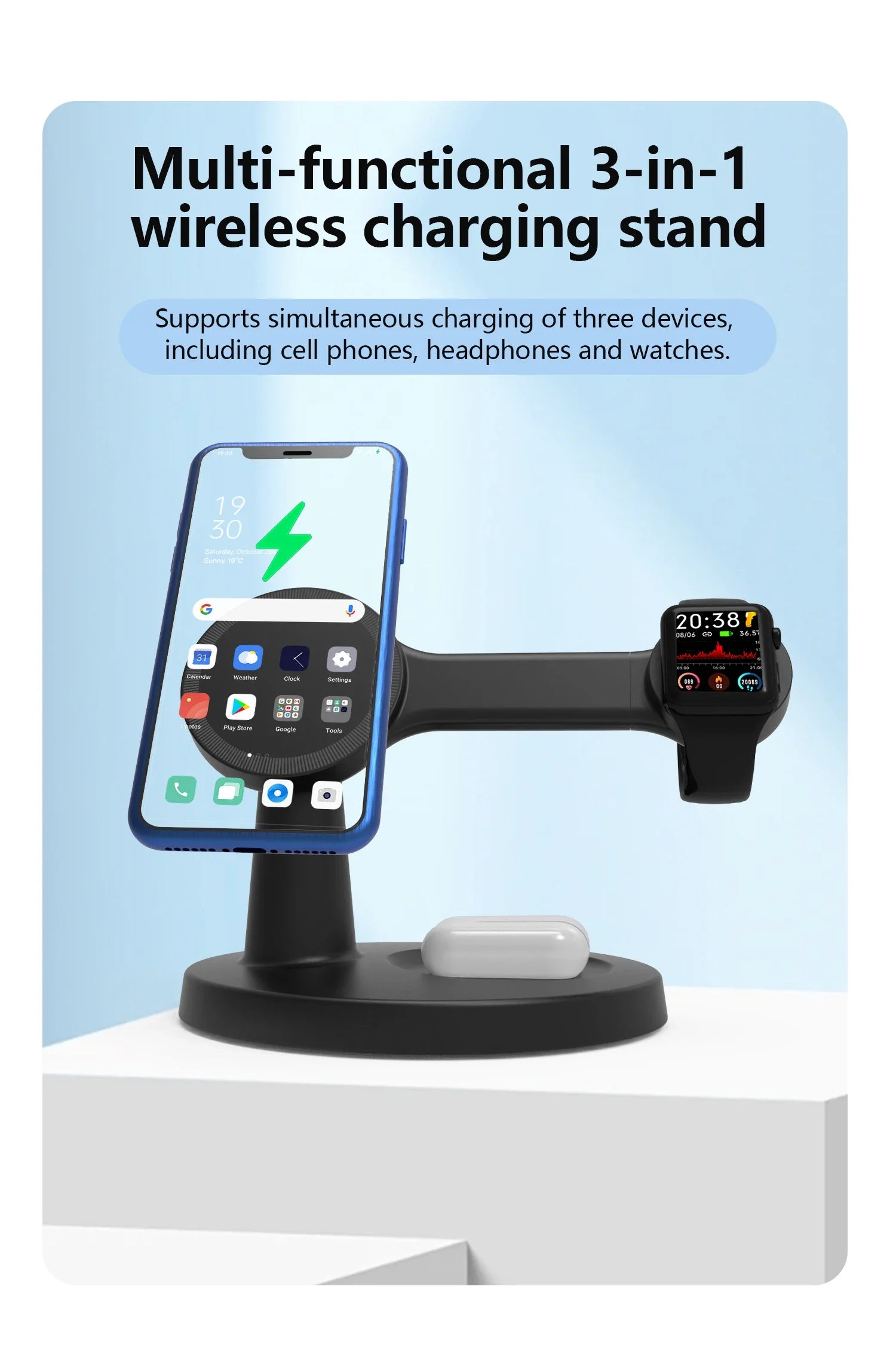 3 In 1 Magnetic Wireless Charger Stand For Magsafe iPhone 16 15 14 13 Pro Max