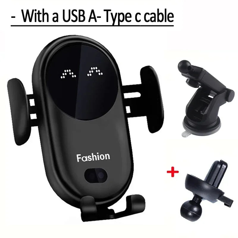 Infrared Induction Car Wireless Charger Stand Car Air Vent Clamp for iPhone 16~12 Pro Max Samsung Galaxy S25/S24 Fast Charging
