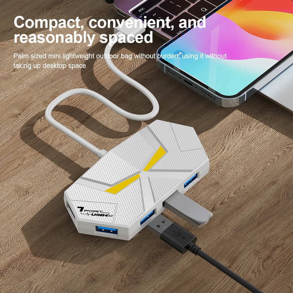 7 Ports USB 3.0 HUB USB Docking Station USB Splitter Adapter 5Gbps High Speed