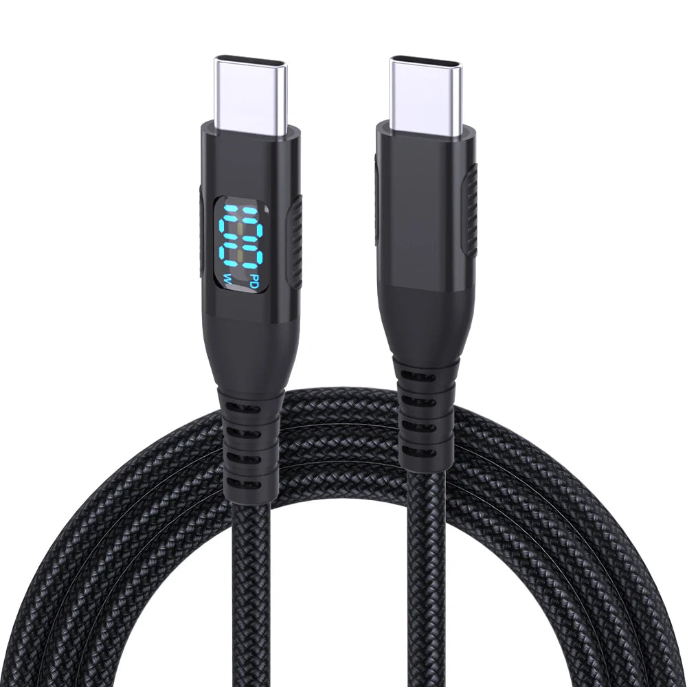 Ultra Fast Charging USB C to Type C Cable 100W 20V5A with LED Dynamic Display