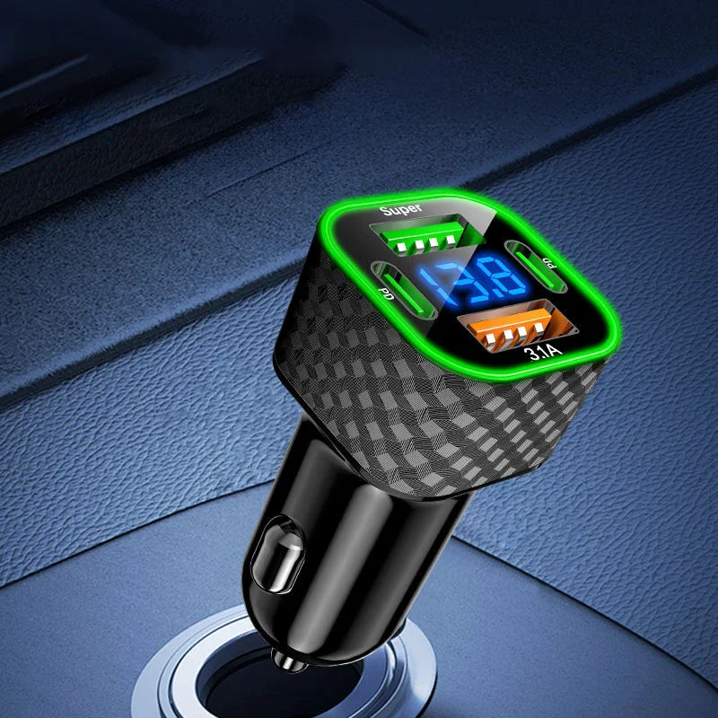 Xiaomi USB C Car Phone Charger Dual PD 4 in 1 with Voltage Display Super Fast