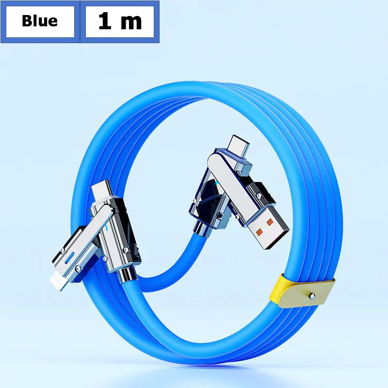 2-to-2 Data Cable 100w Super Fast Charging Cables Zinc Alloy PD 4-in-1 Multi