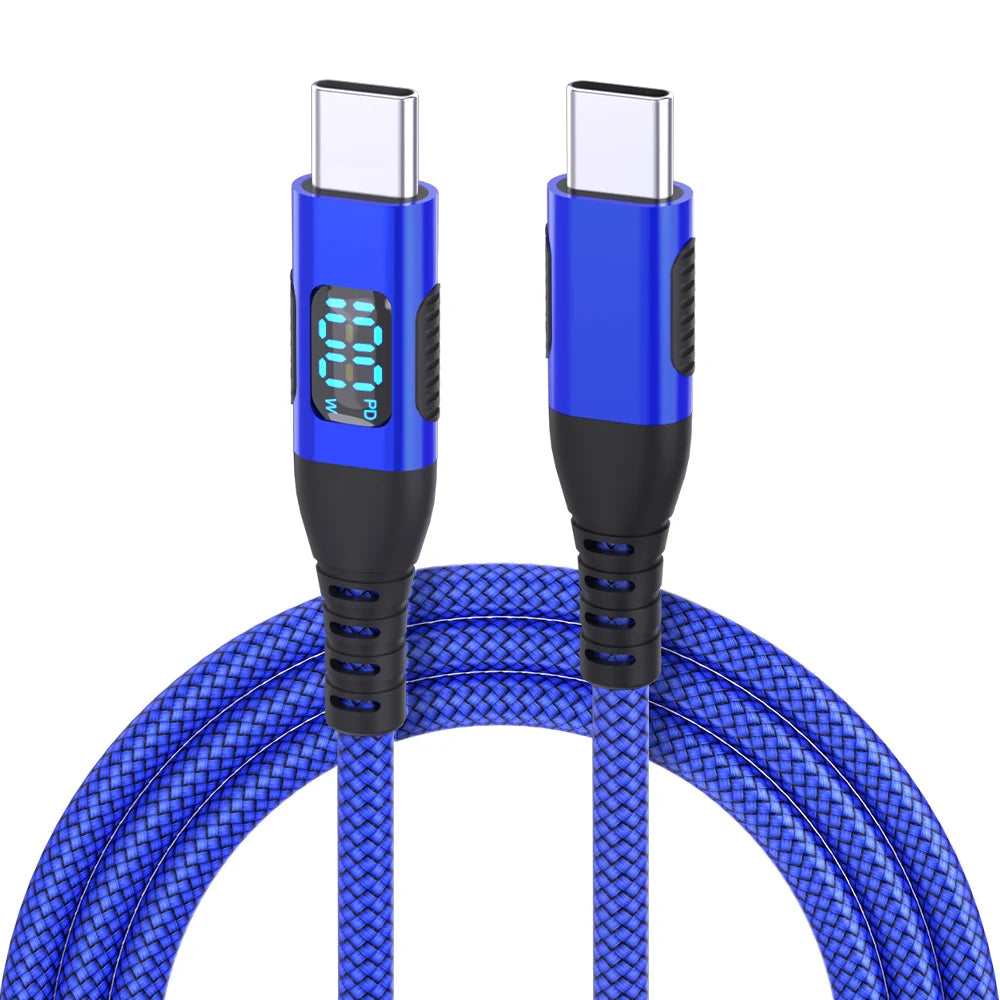 Ultra Fast Charging USB C to Type C Cable 100W 20V5A with LED Dynamic Display